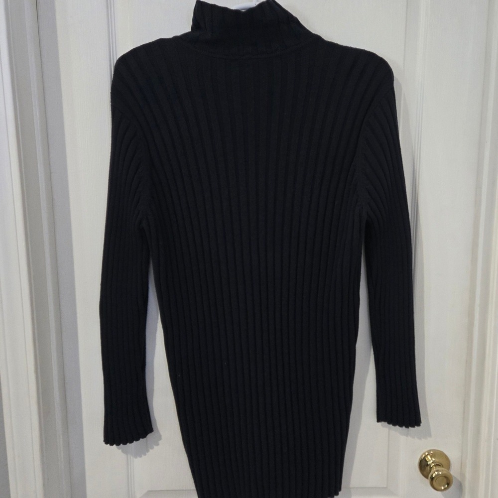 Villager Sport Cardigan Women XL Navy Blue Ribbed Knit Cotton Button Up